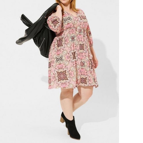 ✔️ *BLACK FRIDAY SALE! Torrid Floral Bohemian Pink Dress - Picture 8 of 10